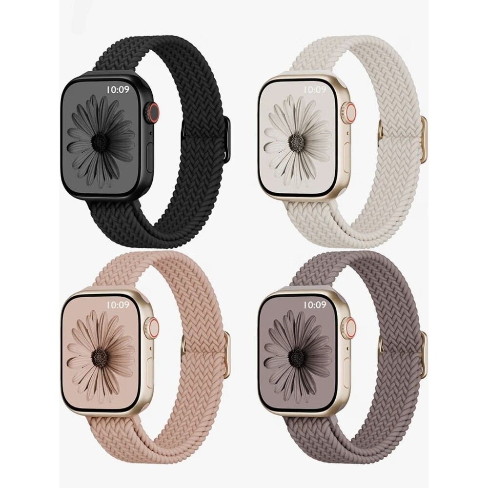 Nylon Braided Strap Bands Compatible with Apple Watch 38mm/40mm Set of 2 Pink